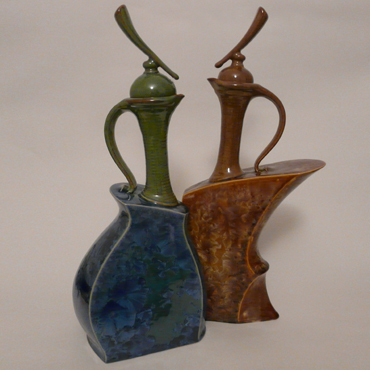 Crystalline glazed porcelain jugs